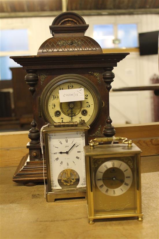 Mantel clock & 2 carriage clocks